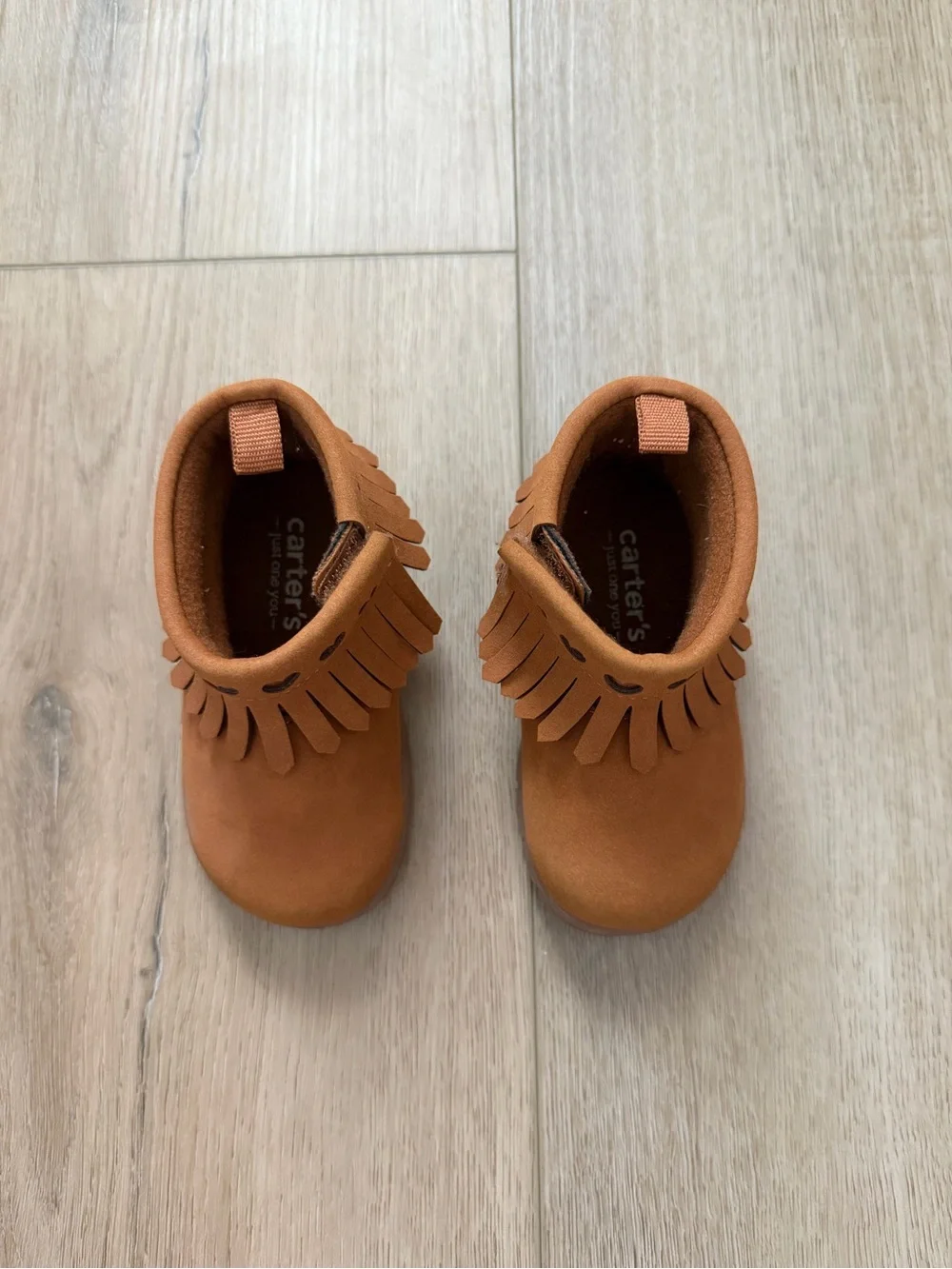 Carter's Toddler Fringe Moccasins in Rust Brown